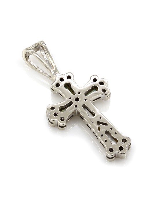 Mother-of-Pearl Inlaid Diamond Cross in Gold